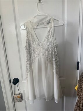 Boohoo Cream Lace Collar Dress